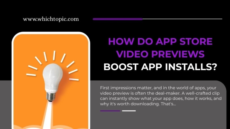 Lightbulb illustration with text “How Do App Store Video Previews Boost App Installs?” highlighting the importance of video previews in app marketing.