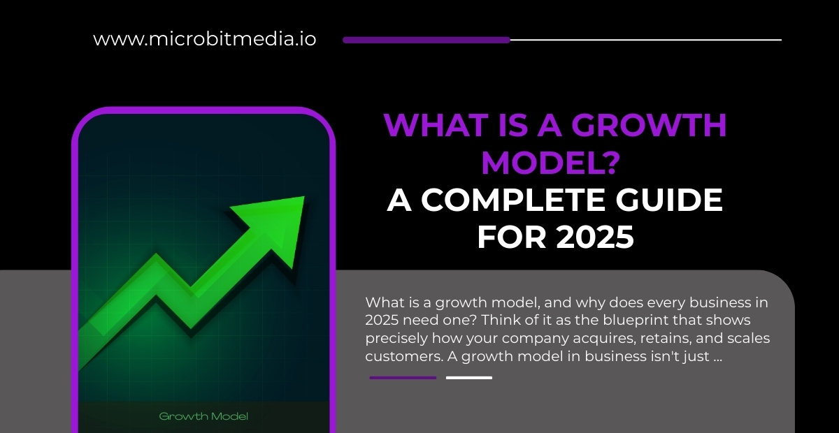 Growth model guide 2025 – what is a growth model in business explained with green upward arrow graph