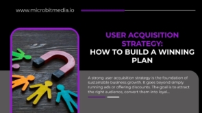 User acquisition strategy graphic showing strategic plan button and guide on building a winning plan for business growth