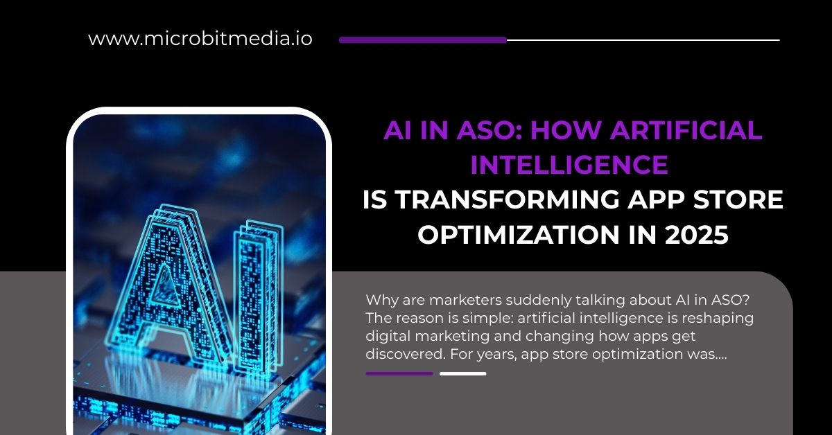 AI in ASO – artificial intelligence transforming app store optimization in 2025 with futuristic digital design