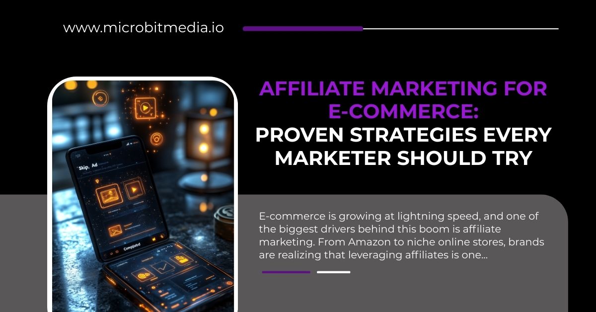 Affiliate marketing for e-commerce strategies – smartphone screen with digital icons representing online sales and marketing growth
