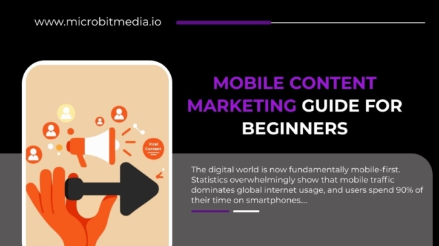 Illustration showing mobile content marketing strategy with icons of megaphone, users, and viral content — representing engagement and reach through smartphones.