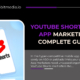 YouTube Shorts for app marketing blog cover showing mobile phone with Shorts logo and app growth strategy