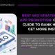 Best SEO Strategies for App Promotion banner showing SEO dashboard, analytics charts, and guide to rank higher and get more app installs.